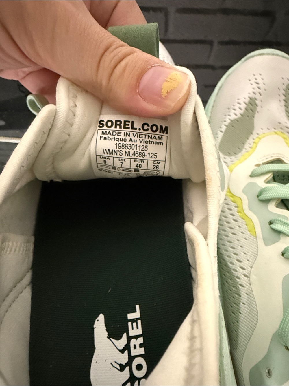 Sorel Women's Light Mint and White Athletic Sneakers with Yellow Accent - Picture 7 of 12